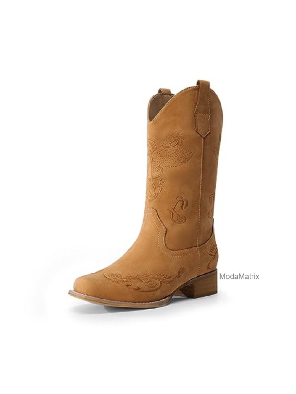 Dream Pairs Womens Mid Calf Cowgirl Boots Square Toe Embroidered Western
